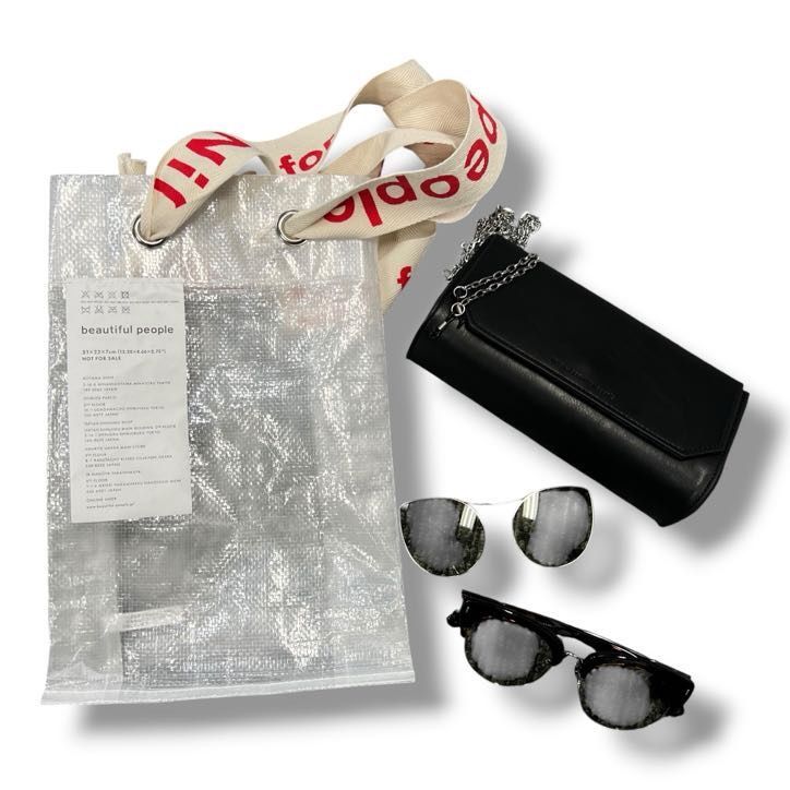 参考上代24,900円 beautiful people × JINS over engineering sunglasses バッグ付きコラボレーションサングラス アイウェア ビューティフルピープル ジンズ UMF-26S-006 ブラウン系 1985A1