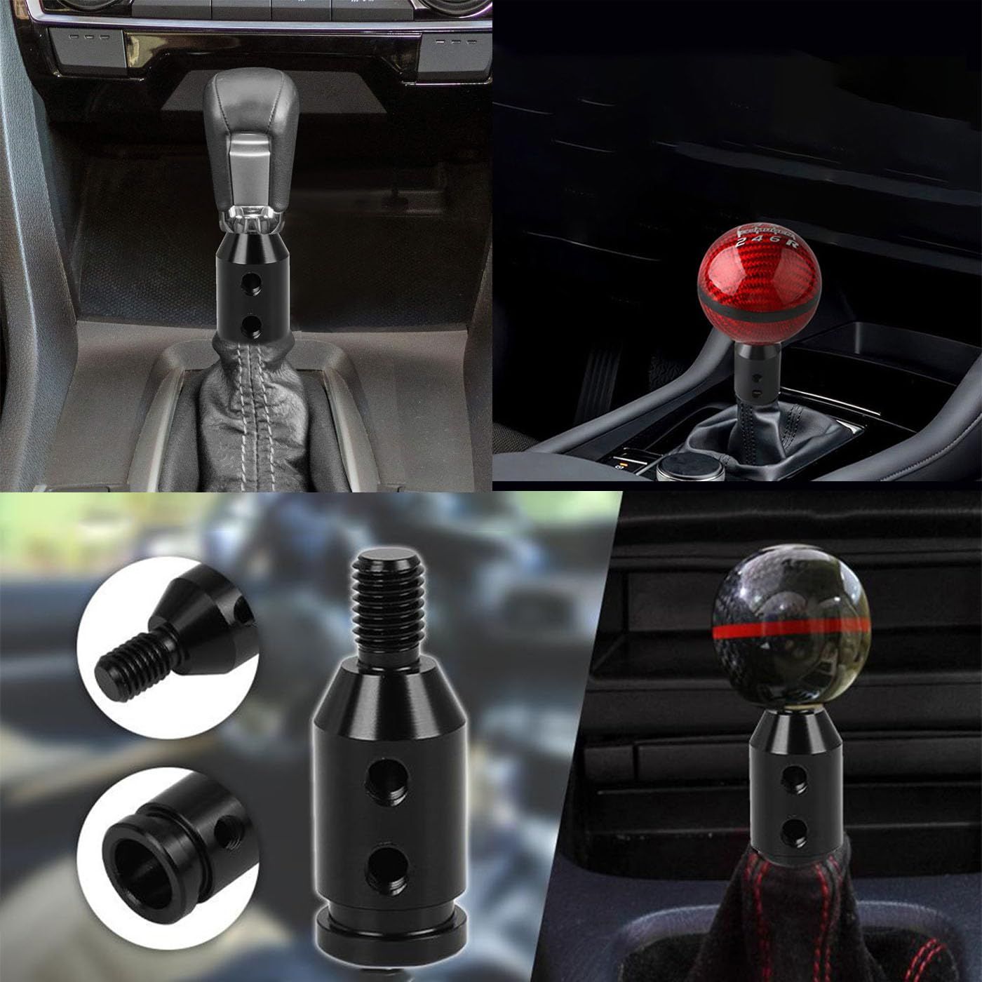 【新着商品】シフトレバー ネジアダプター カーシフトノブアダプター ネジ無しシフター用ユニバーサルカーシフトノブ 変換 12x1.25(ブラック) フトノブ thumbnail 5