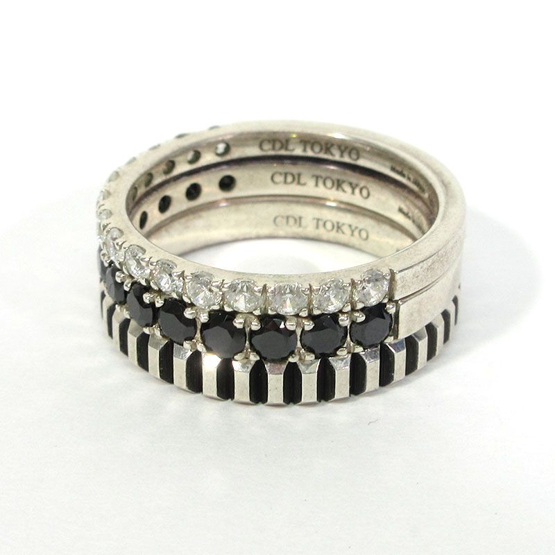 【三重本店】 中古 CDL TOKYO | シーディーエルトウキョウ Stack Ring スタックリング / リング・指輪 サイズ：約13号 シルバー×ブラック×クリア 【134】