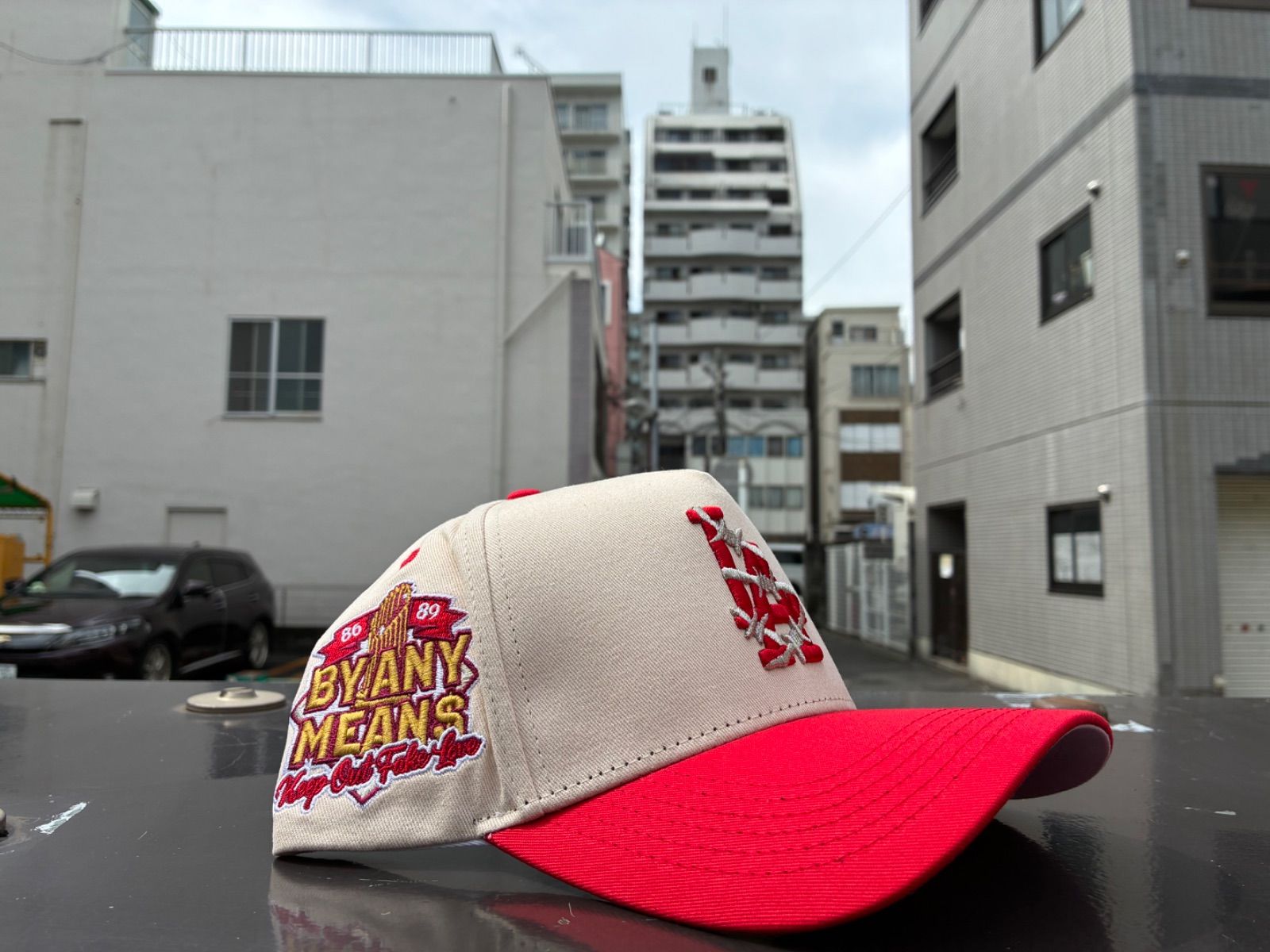 KEEP OUT FAKE LOVE World Famous LA Snapback Egret Red/White ¥9900+送料¥750