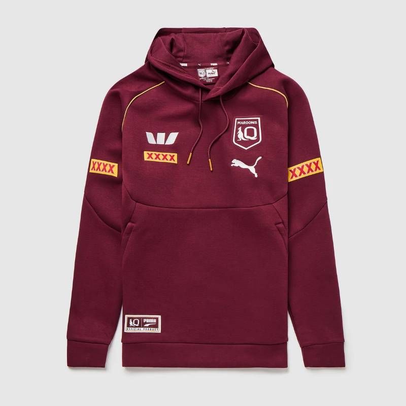 【送料無料・匿名配送】PUMA プーマ クウィーンズランドマルーンズ 2026 公式 チーム フーディー エンジ×金 ラグビー パーカー 新品 正規品