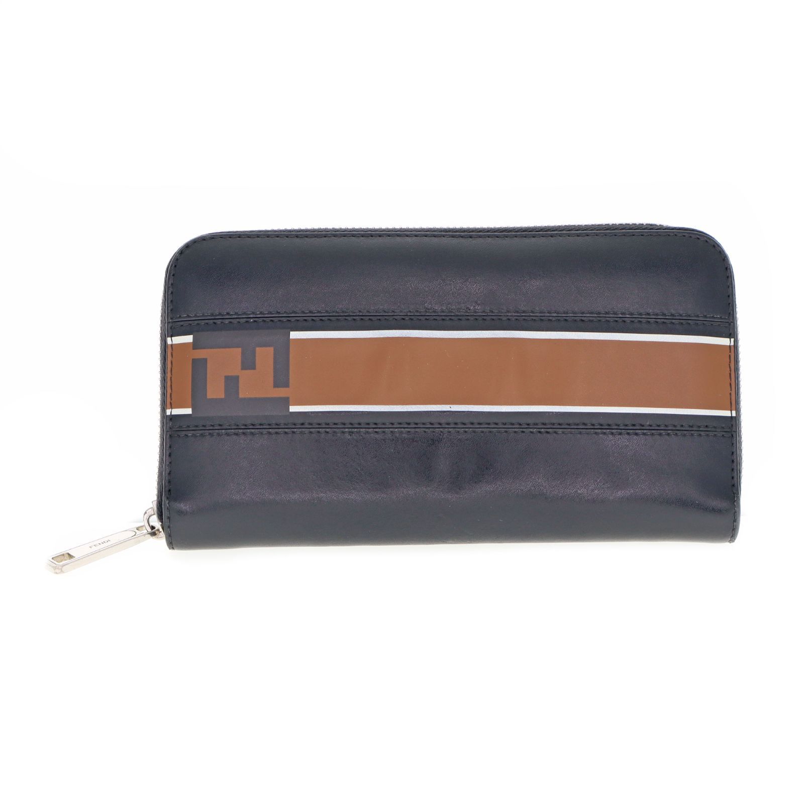 【中古】FENDI フェンディ 7M0210 ポルタフォリオ ラウンドファスナー 長財布 レディース メンズ 財布 ブラウン ブラック ブランド