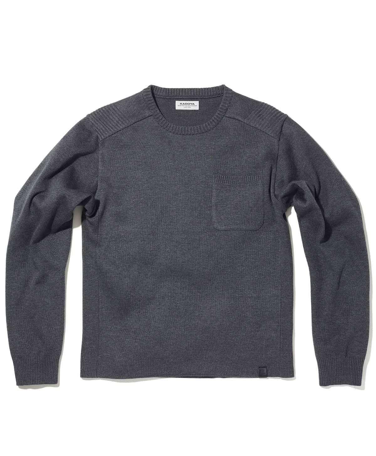 新品 [カドヤ] K'S LEATHER & K'S PRODUCT(ケーズレザーアンドケーズプロダクト) バイク用 トップス RIDERS POCKET KNIT チャコール LL No.6268