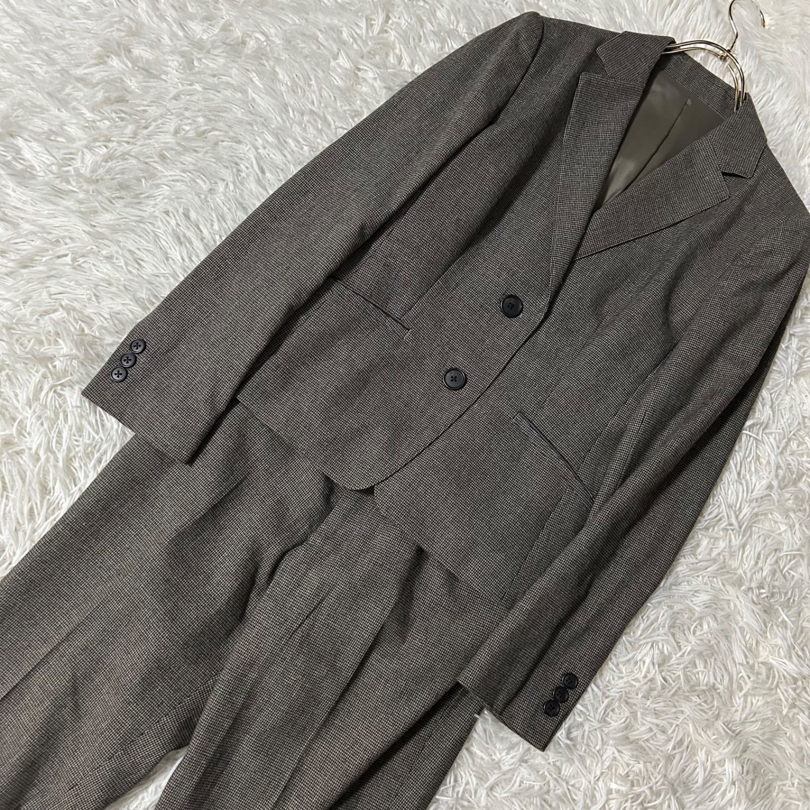 J.PRESS セットアップ パンツスーツ ブラウン F 総柄 千鳥柄 オフィス