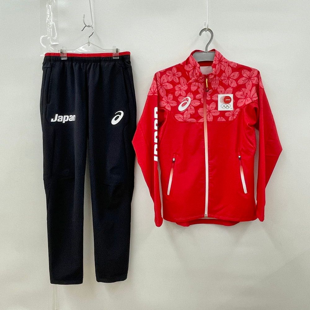 ジャージ上下セット ASICS アシックス L レッド ブラック