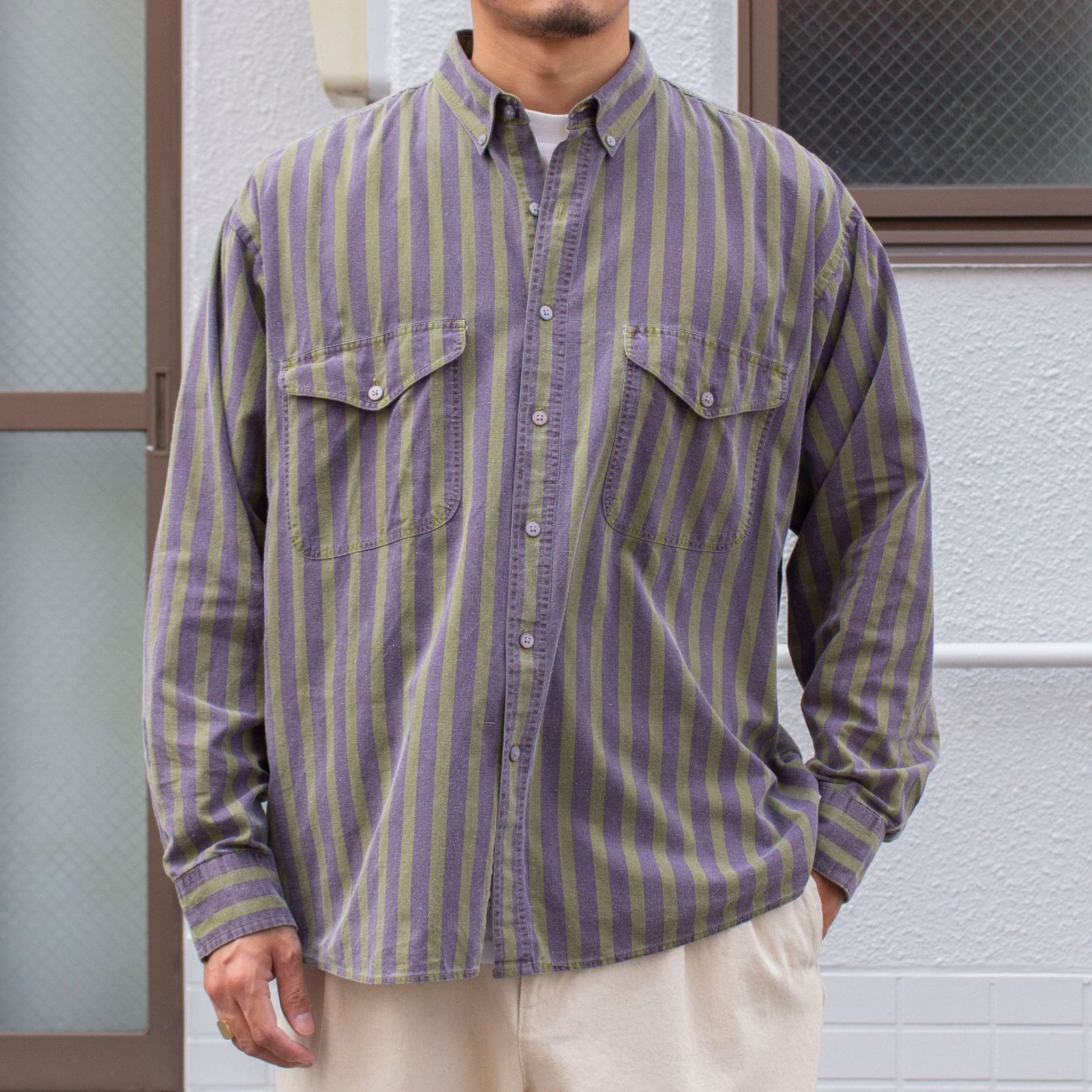 GANT 90's Stripe B.D Shirt【L】 メンズ 古着 シャツ アメリカ古着 90s 80s