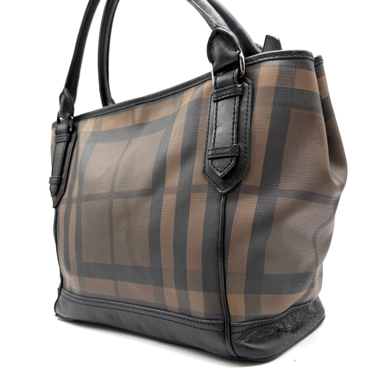 【良品】BURBERRY バーバリー トートバッグ　ワンショルダーバッグ ノバチェック ブラウン レザー メンズ レディース 男女兼用