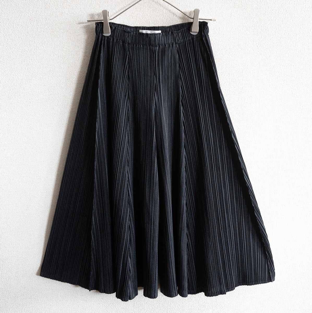 美品】 PLEATS PLEASE【プリーツ ワイド パンツ】 1 ブラック プリーツ