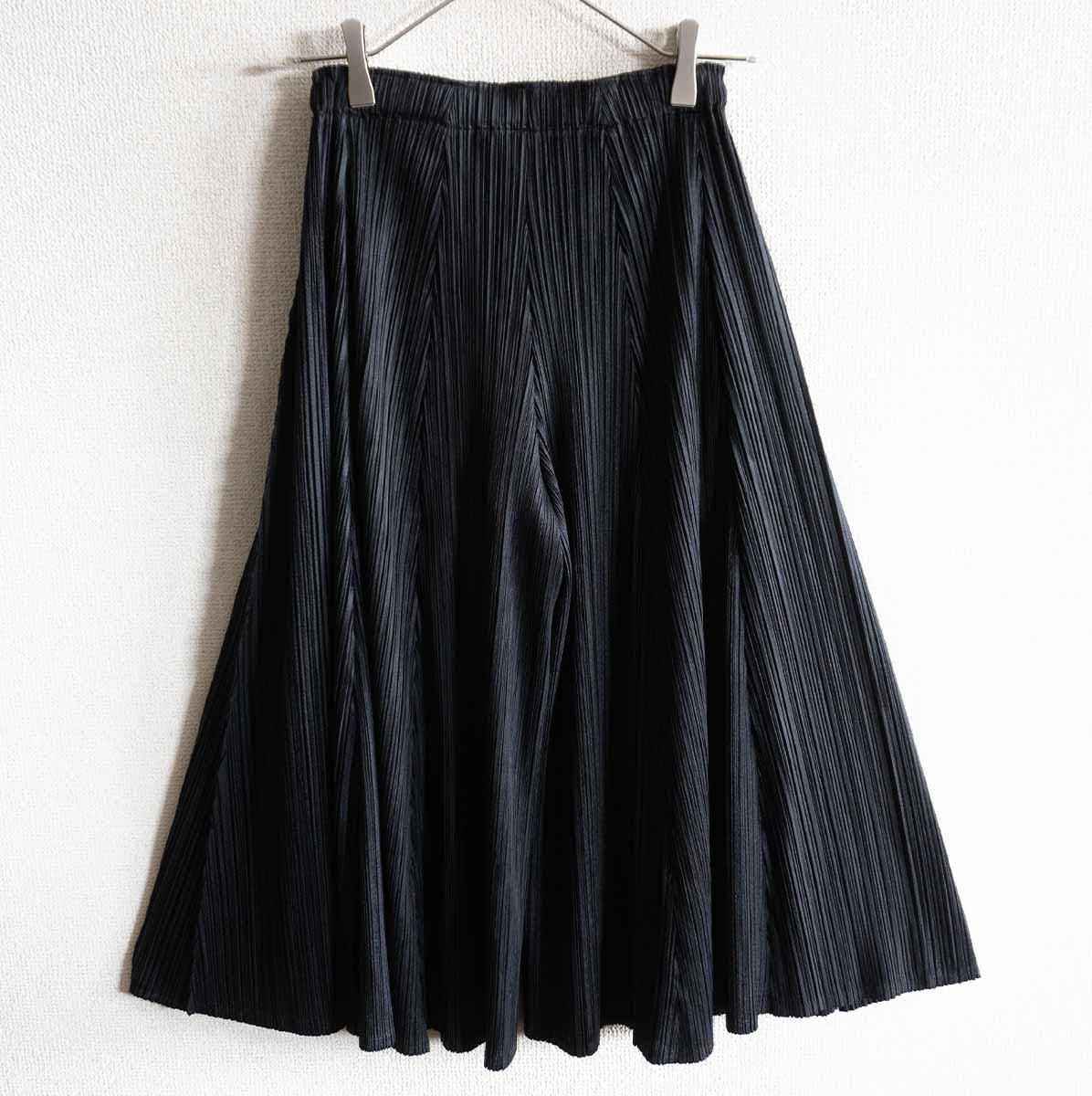 美品】 PLEATS PLEASE【プリーツ ワイド パンツ】 1 ブラック プリーツ