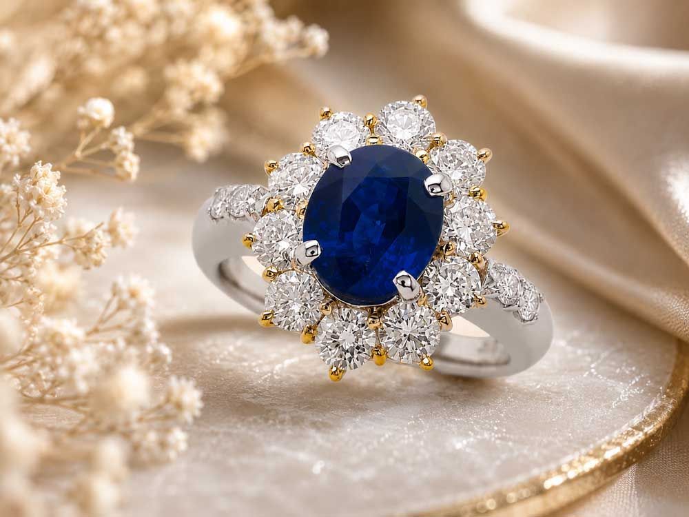 通常サファイア ダイヤモンドリング Pt900/K18 9.02g 11号 中宝ソーティング付き　Jewelry Sapphire1.83ct Dia1.14ct Ring