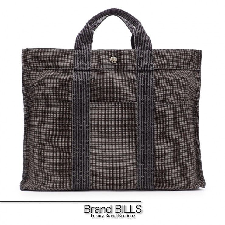 未使用品 HERMES エルメス エールライン トートMM トートバッグ ビジネスバッグ 100951M ナイロンキャンバス グレー シルバー金具 ユニセックス
