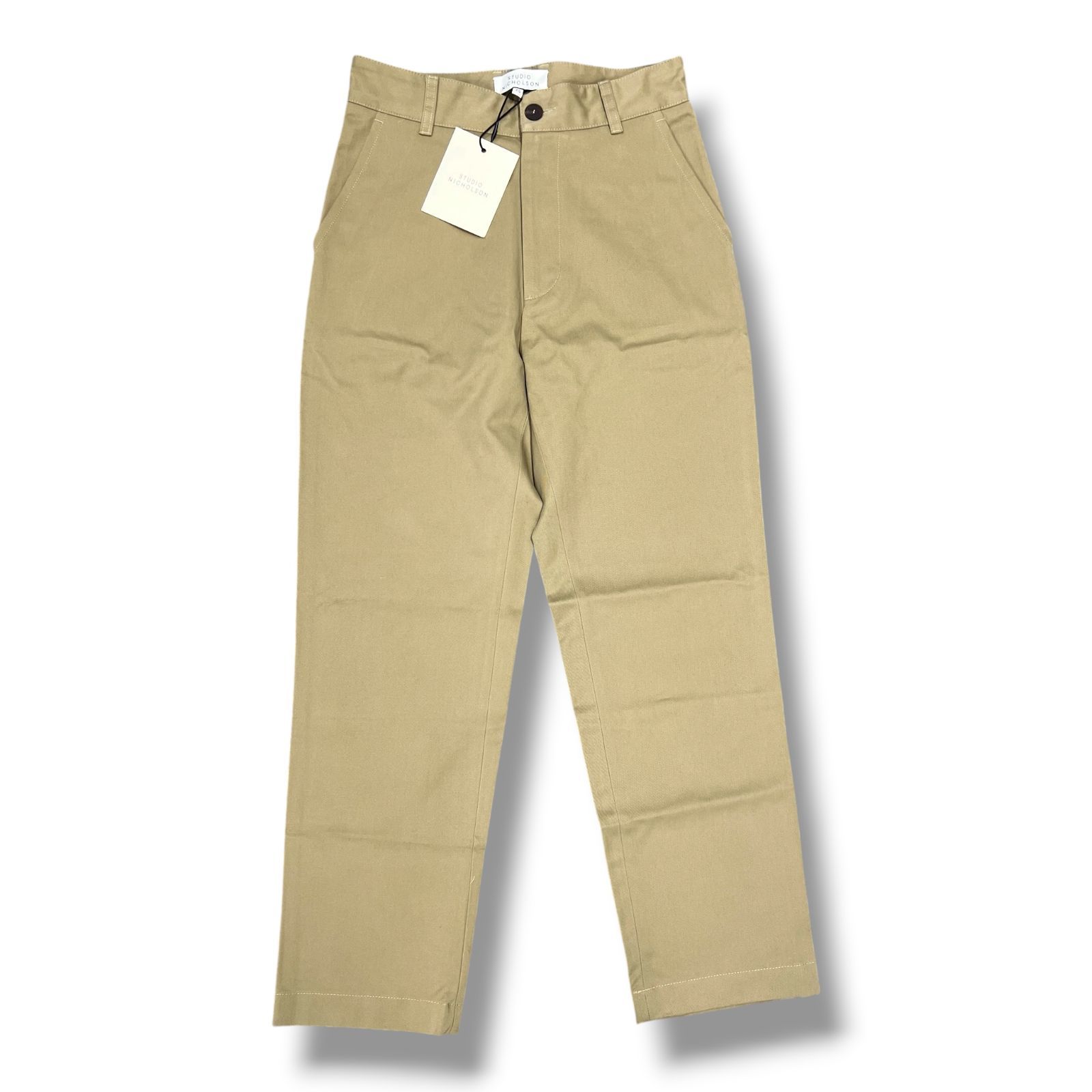 参考上代59,400円 未使用品 STUDIO NICHOLSON PEACHED COTTON TWILL ピーチ加工コットンツイル チノパンツ スタジオニコルソン 51-10-751007 ベージュ XS 2091A1