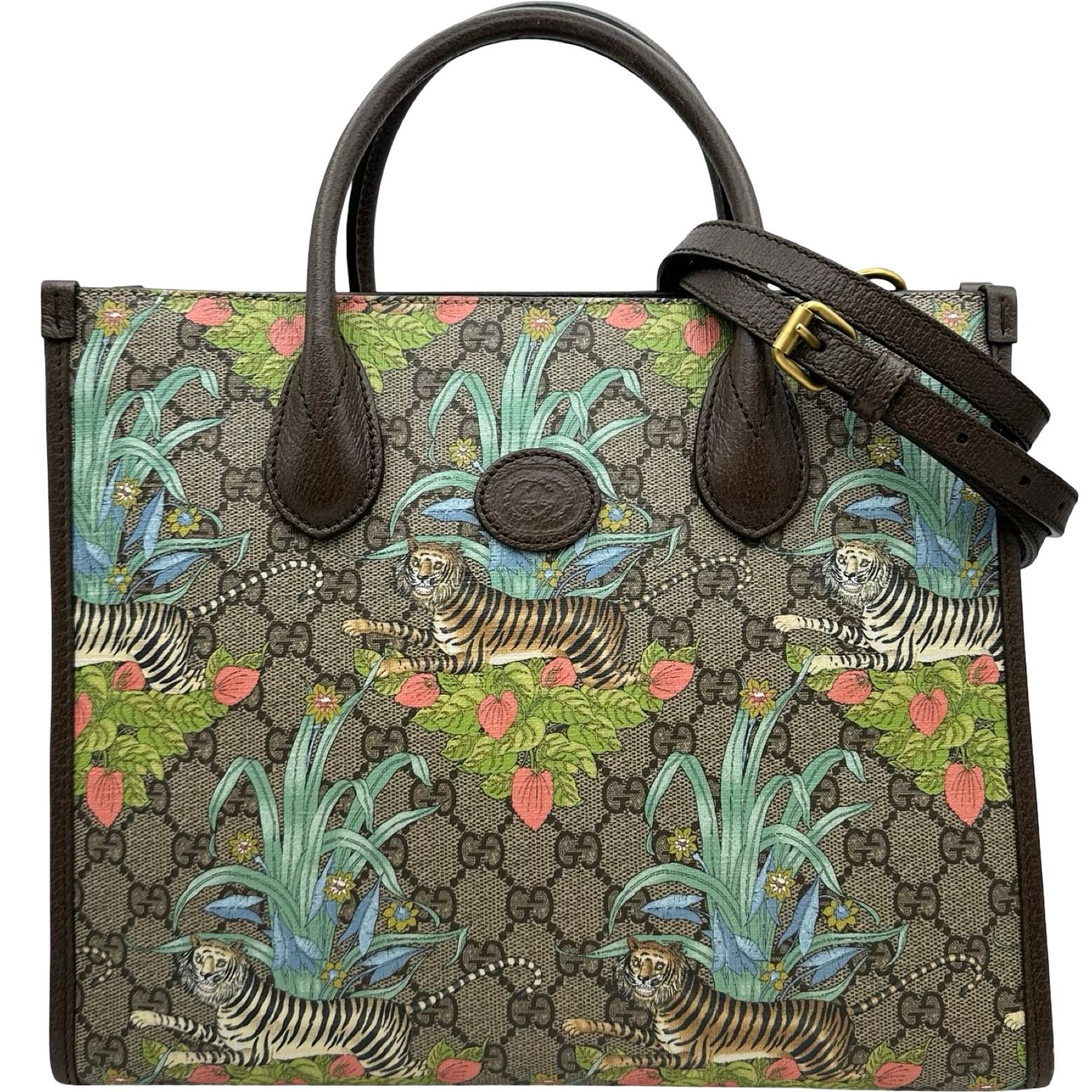 グッチ GUCCI GGタイガー2WAYトート 659983 ブラウン GGスプリーム レディース ショルダーバッグ