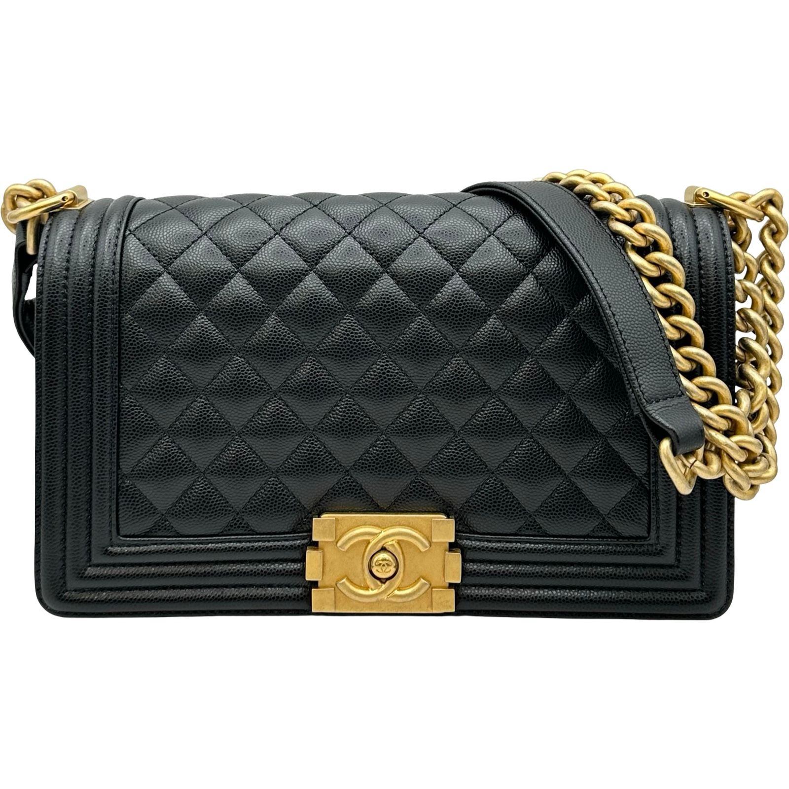 シャネル CHANEL ボーイシャネル25 A67086 ブラック ゴールド金具 キャビアスキン レディース ショルダーバッグ