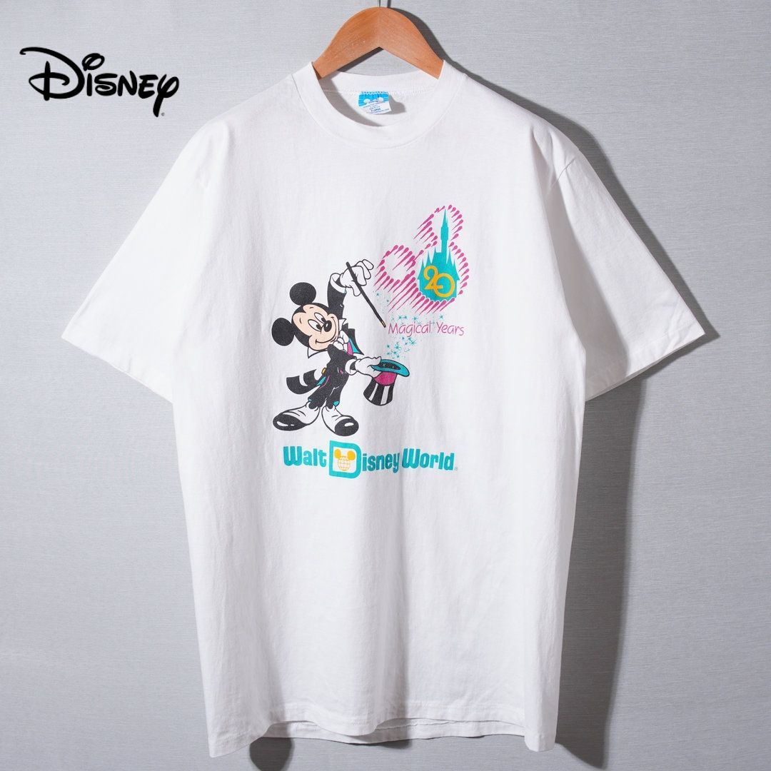 美品 90s USA製 ディズニー Disney ミッキー Tシャツ XL ホワイト MICKEY ヴィンテージ Vintage 20周年記念 ディズニーワールド Disney World オーバーサイズ 古着 T210