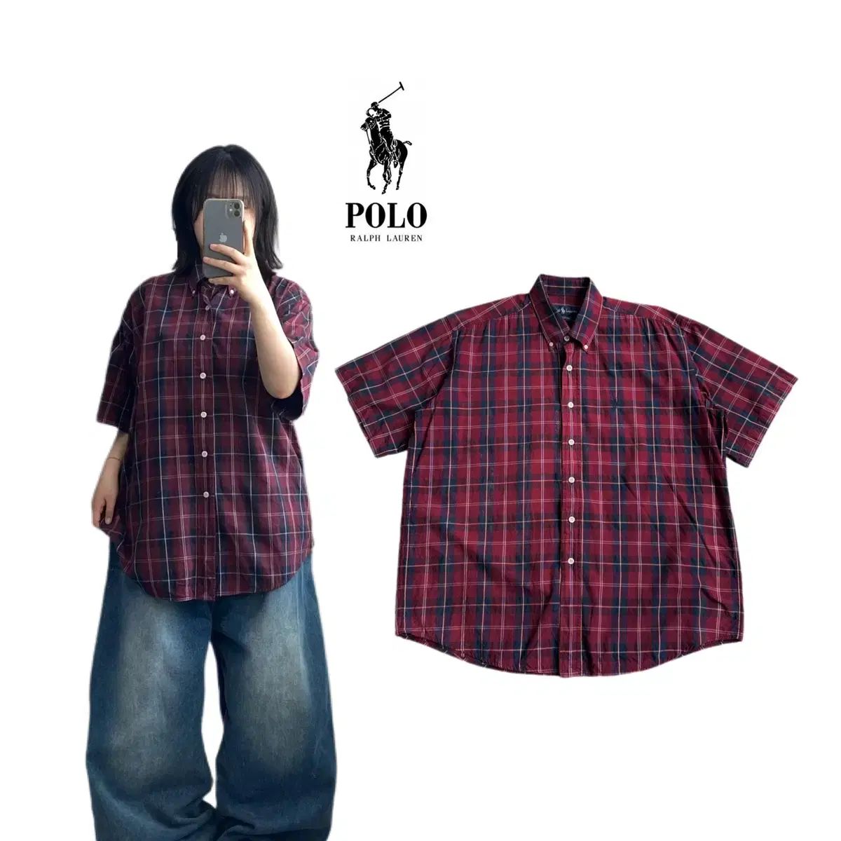 ポロ 90s ポニー 105 半袖 CHECK シャツ