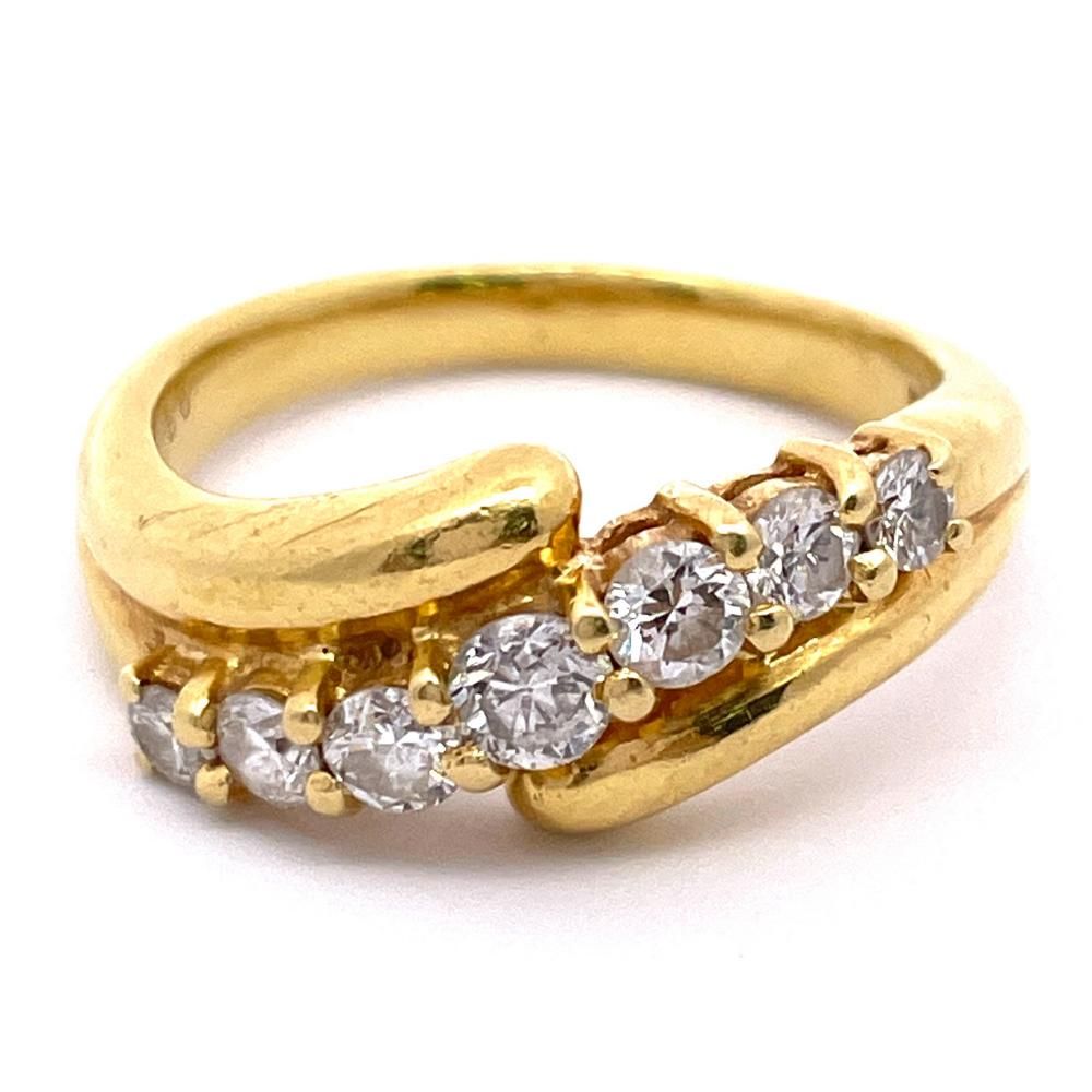 リング 指輪 ダイヤモンド 0.9ct 約9号 K18 4.6g デザイン ジュエリー【中古】