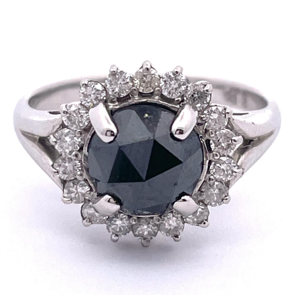 リング 指輪 ダイヤモンド 0.4ct 約12号 Pt900 5.7g 黒石2.05ct デザイン ジュエリー【中古】