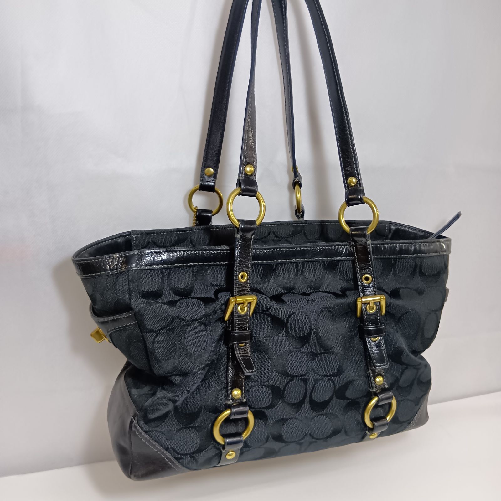 N COACH コーチ バッグ シグネチャー ターンロック ゴールド金具