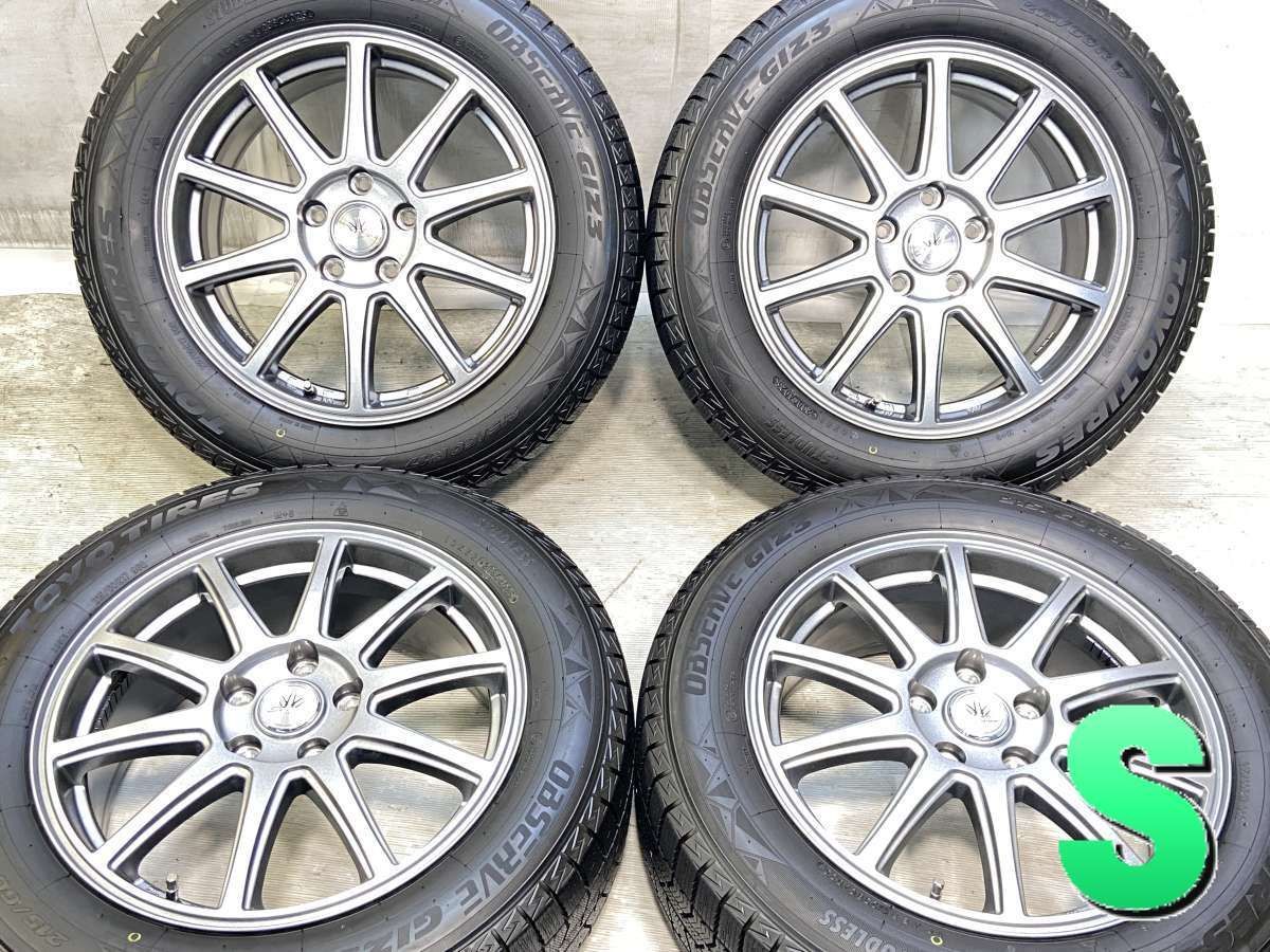 215/60R17 トーヨータイヤ オブザーブ GIZ3 　 LOXARNY SPORT 17x7.0 53 114.3-5穴 中古タイヤ スタッドレスタイヤ ホイールセット 4本セット w17260514024