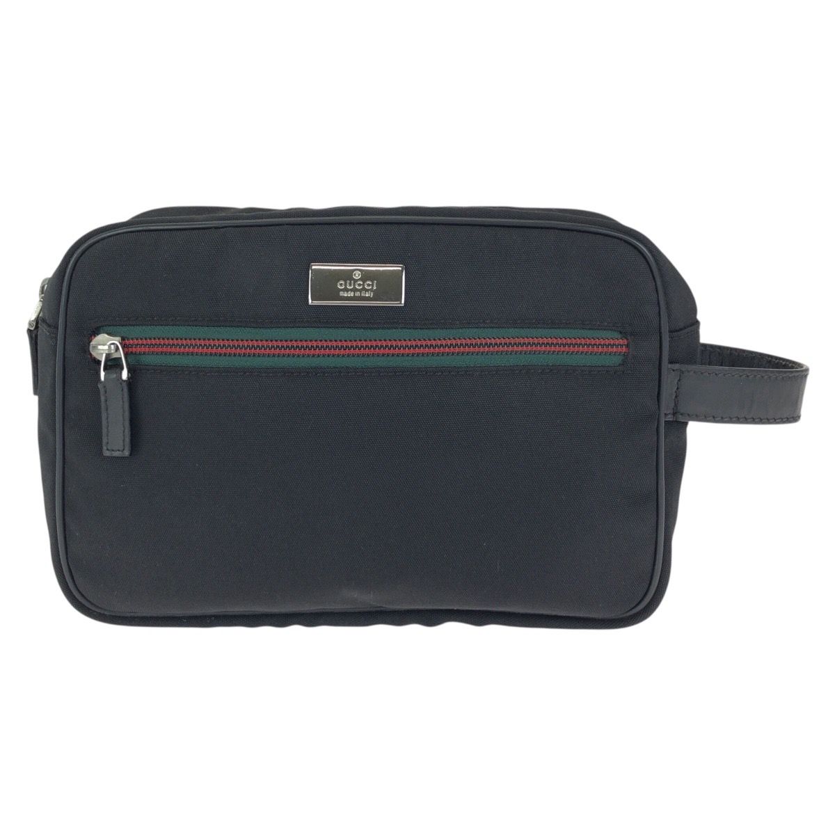 GUCCI グッチ シェリーライン ロゴプレート ブラック 黒 ナイロン 