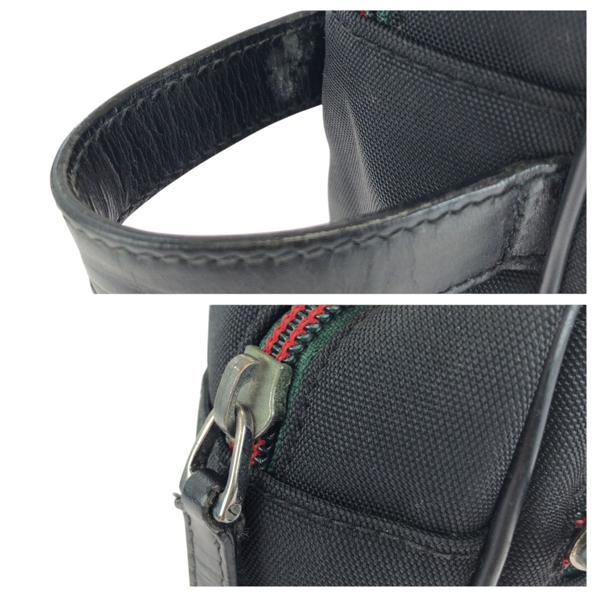 GUCCI グッチ シェリーライン ロゴプレート ブラック 黒 ナイロン 