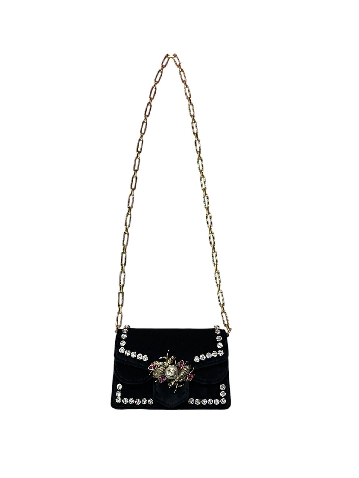 グッチ ハンドバッグ Broadway Velvet Bee Crystal M