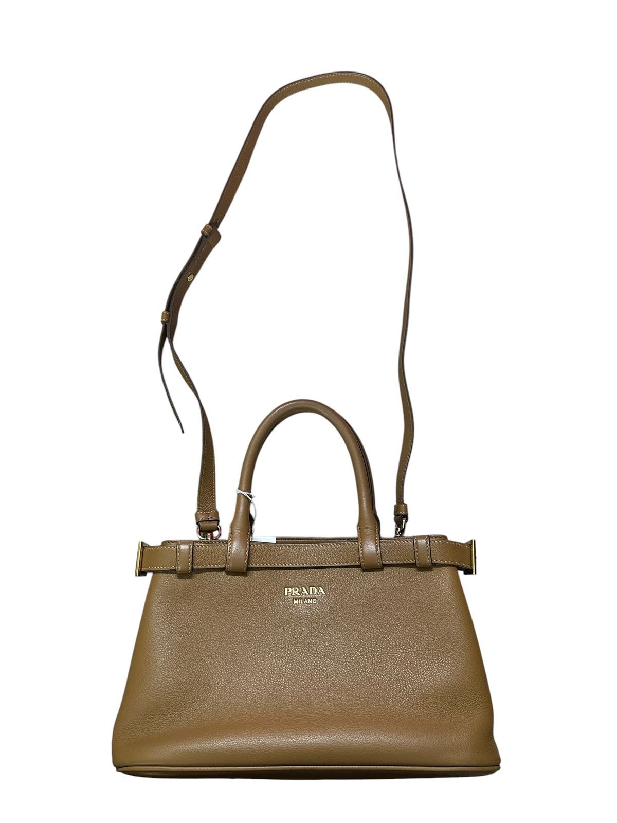 プラダ ハンドバッグ Buckle Calfskin Leather 2way
