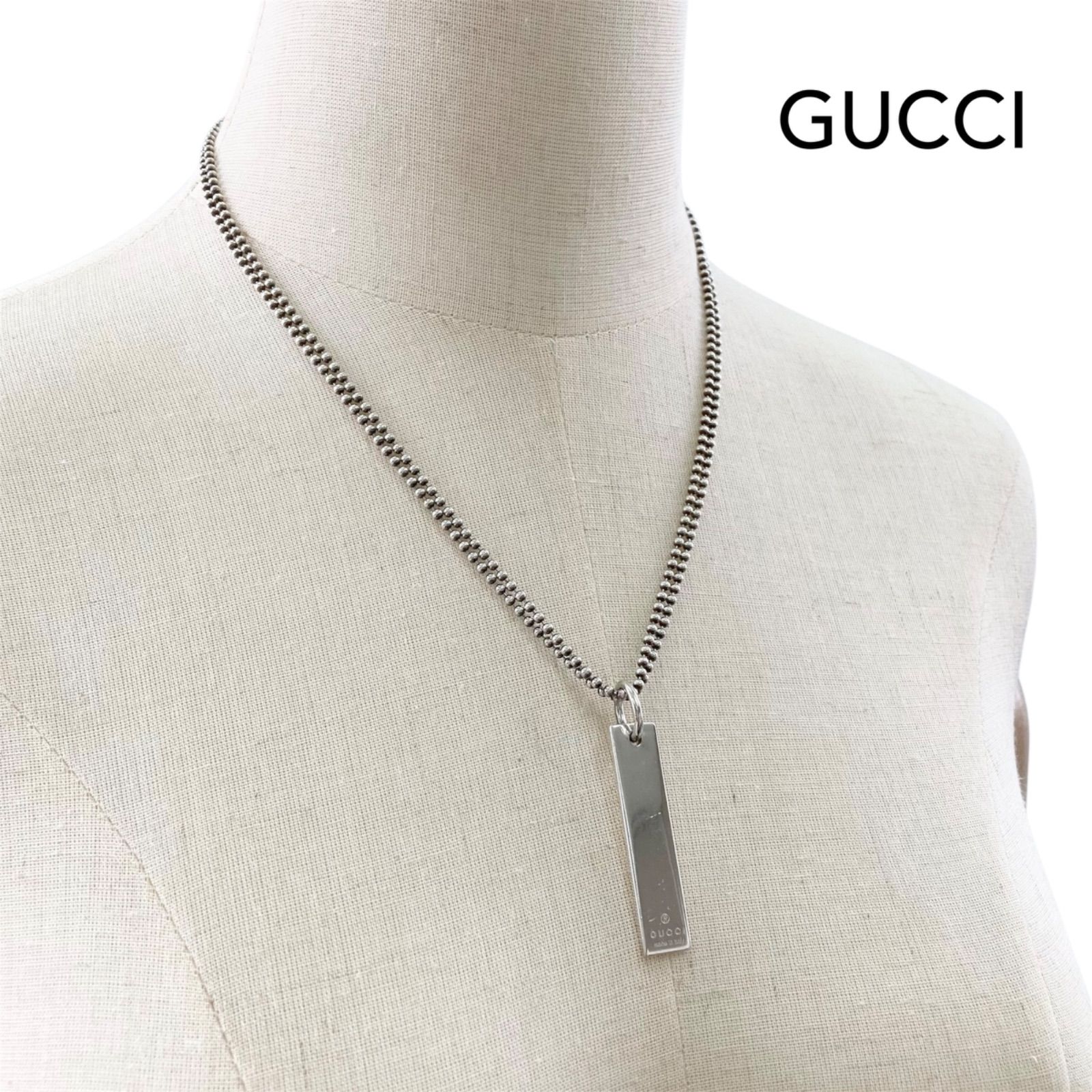 GUCCI グッチ プレートネックレス ボールチェーン ペンダント