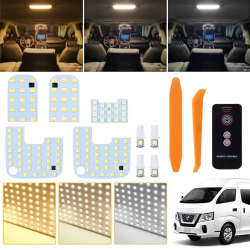 R★NV350 キャラバン LED LEDルームランプセット 新型 3色切替 NV350 CARAVAN E26系 内装パーツ (電球色・白色・昼光色 10段階調光 メモリー機能)リモコン操作 LEDバルブ 10点セット 取付簡単 専用工具付 日本語取扱説明書