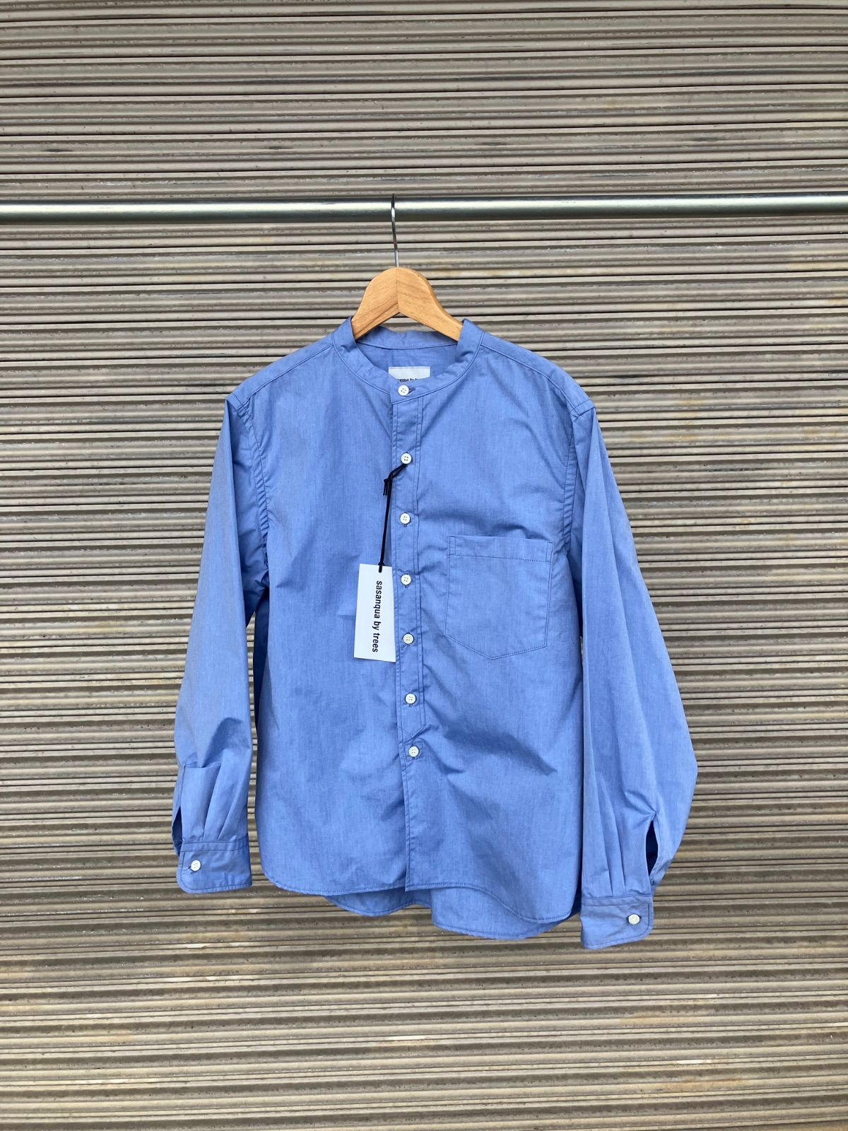未使用展示品　sasanqua by trees　バンドカラーシャツ　長袖　ブルー