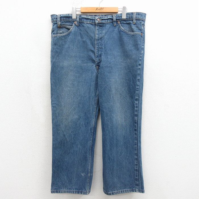 W40/古着 ジーンズ Levis リーバイス 517 メンズ 80年代 80s ブーツカット 大きいサイズ コットン USA製 ネイビー デニム【spe】 26may15