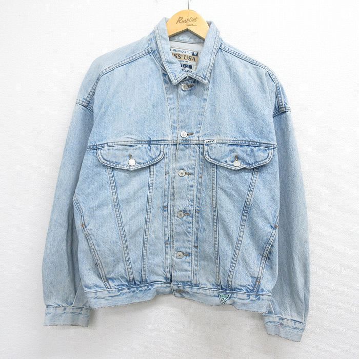 XL/古着 ゲス GUESS 長袖 ジージャン メンズ 90年代 90s コットン USA製 ライトブルー デニム 26may15