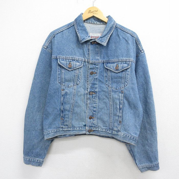 XL/古着 長袖 ジージャン メンズ 90年代 90s 大きいサイズ コットン イタリア製 ブルー デニム 26may15