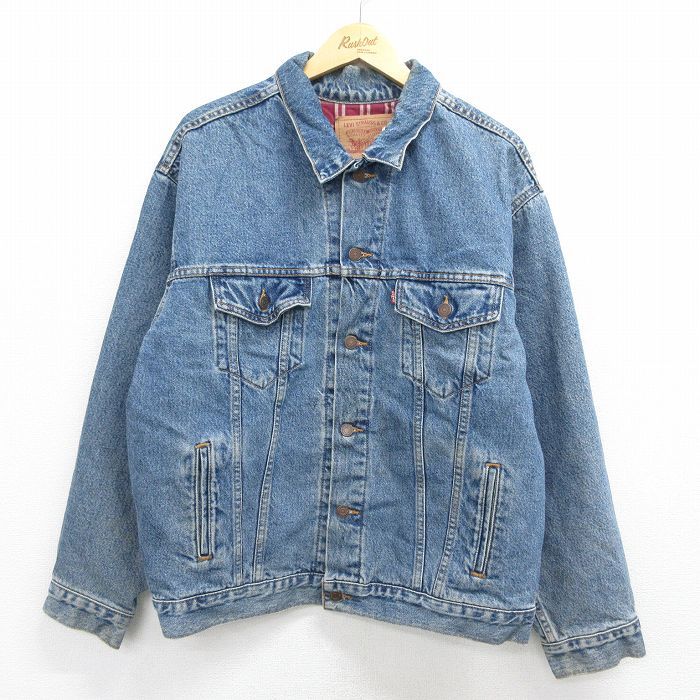 XL/古着 リーバイス Levis 70614 長袖 ジージャン メンズ 90年代 90s 大きいサイズ コットン ブルー デニム 内側フランネル【spe】 26may15