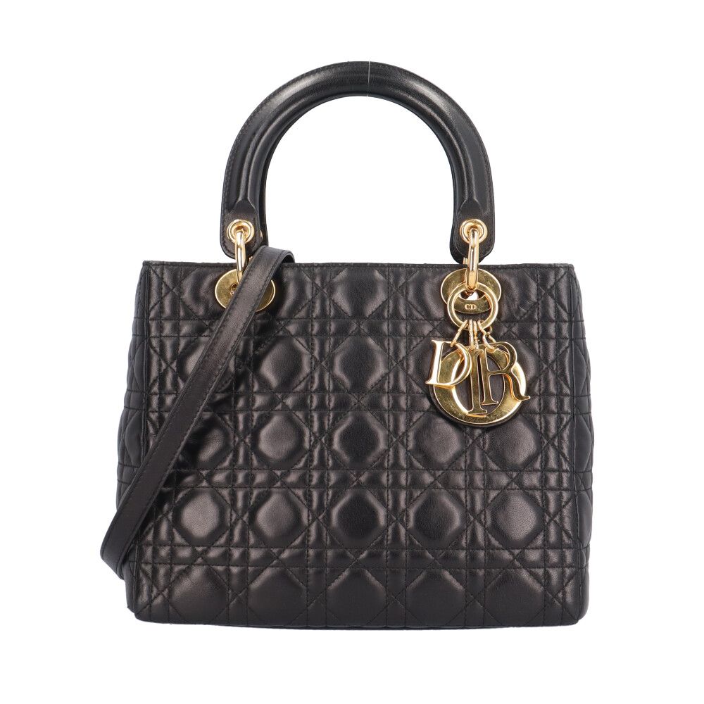 クリスチャンディオール レディディオール ミディアム カナージュ ショルダーバッグ レザー ブラック レディース Christian Dior 中古 クリスチャンディオール