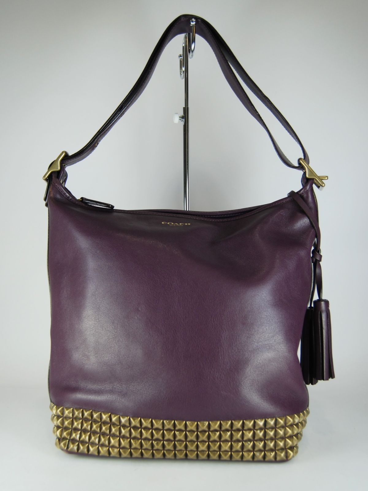 【USED/B】COACHコーチ 26413 スタッズ ショルダーバッグ パープル