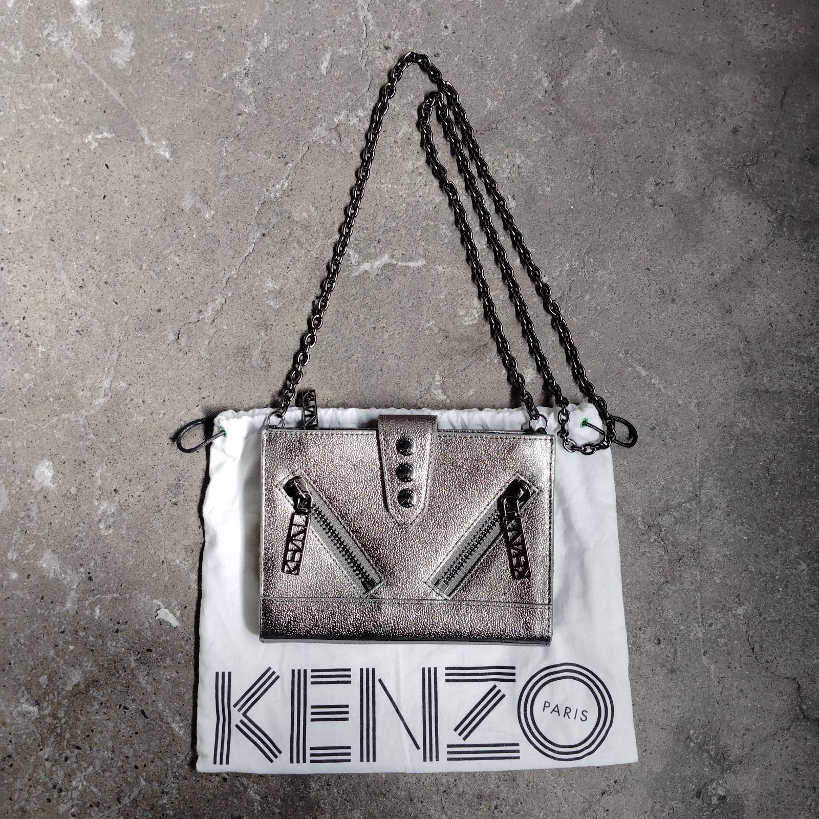 KENZO Kalifornia チェーンウォレットバッグ ミニショルダー ケンゾー カリフォルニア シルバー