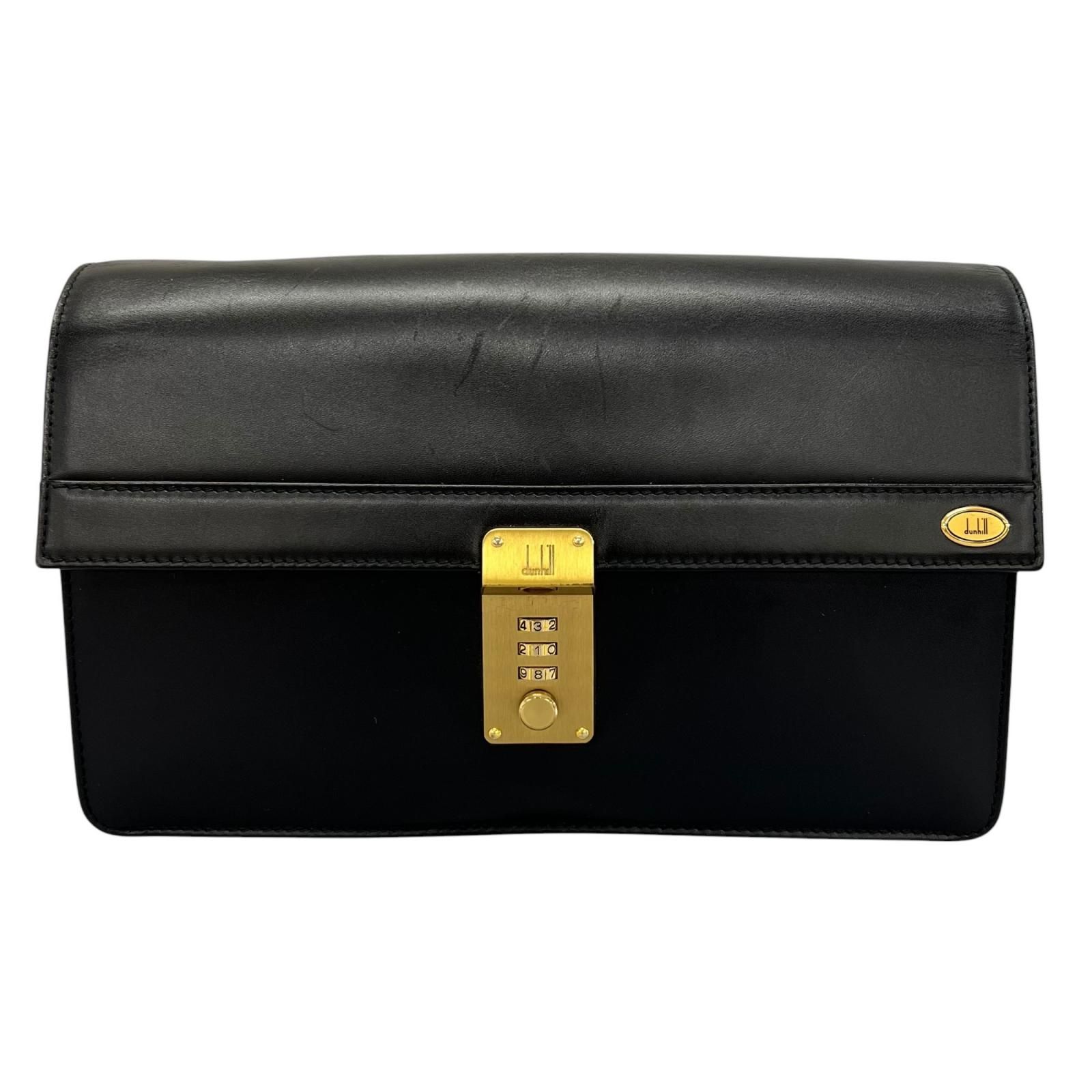 美品 Dunhill ダンヒル クラッチバッグ レザー ブラック メンズ【中古 