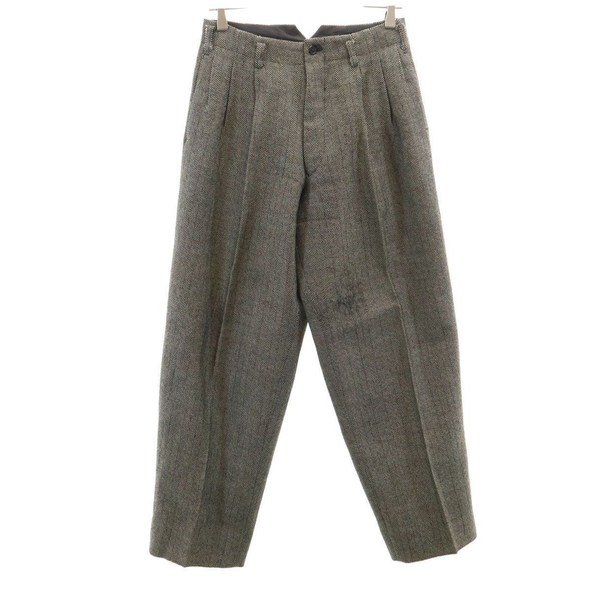 Y’s for men ワイズフォーメン 90s 日本製 オールド ウールパンツ S チャコールブラウン系 メンズ 古着