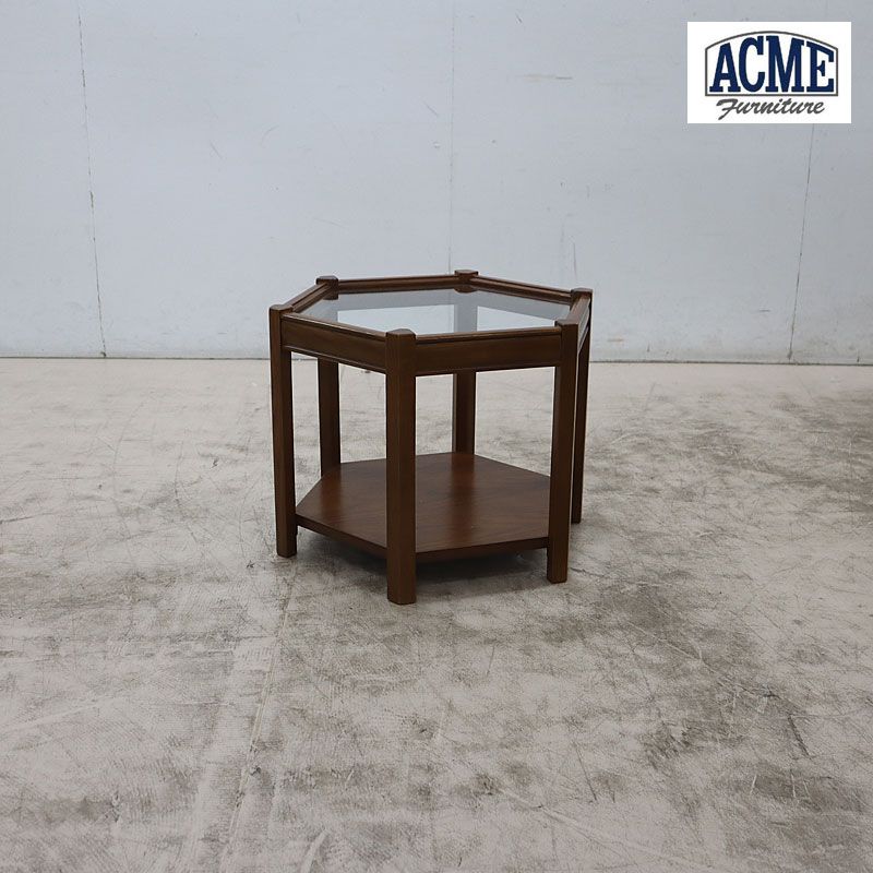 ◆展示品◆ ACME FURNITURE アクメ ファニチャー BROOKS HEXAGON TABLE ブルックス ヘキサゴン テーブル ガラス サイドテーブル ②
