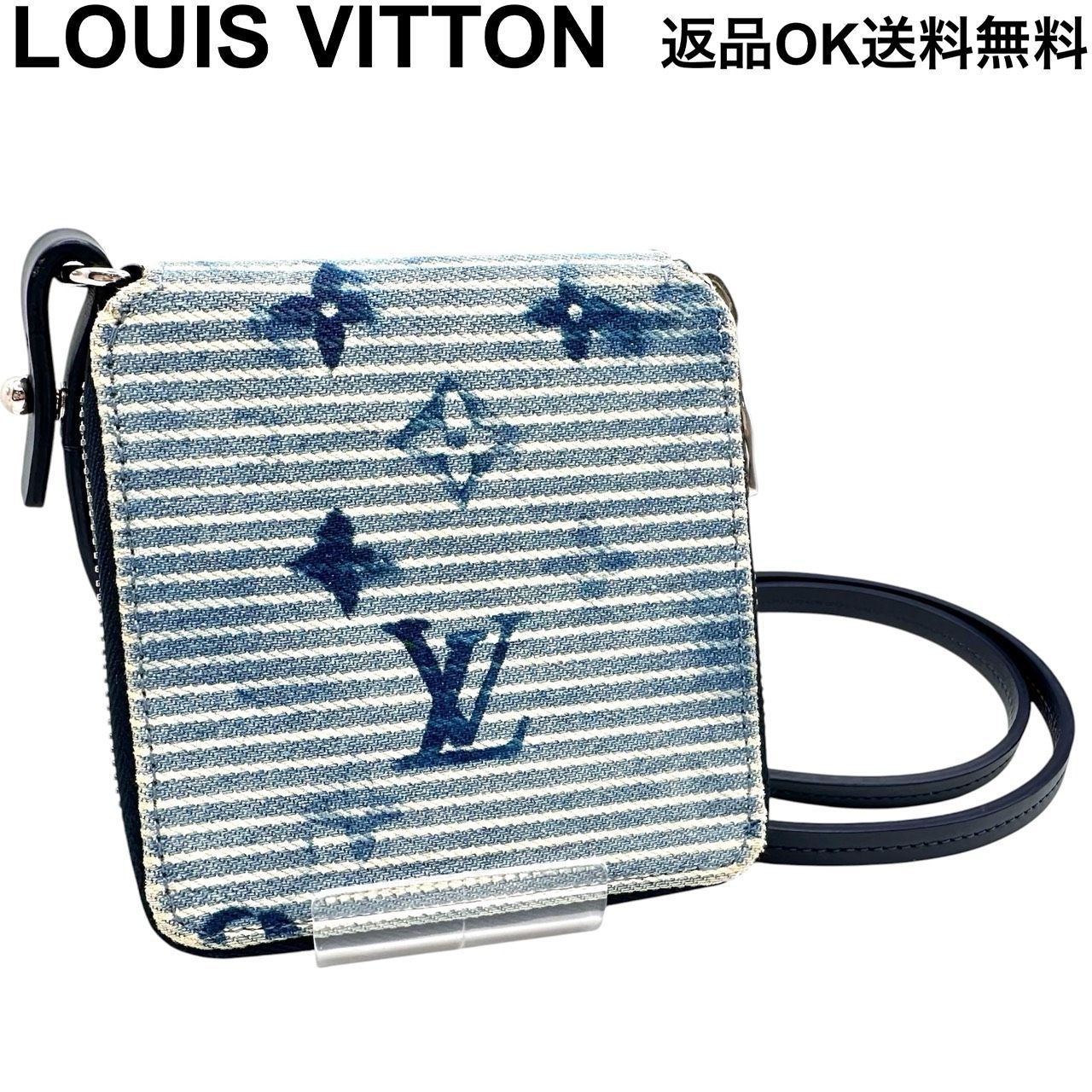 【返品OK】LOUIS VITTON ルイヴィトン モノグラム ウォーターカラー 限定ライン M80461 ICタグ ジッピーコンパクトウォレット 二つ折り財布 デニム ストラップ付【D467901273402ミ2606】