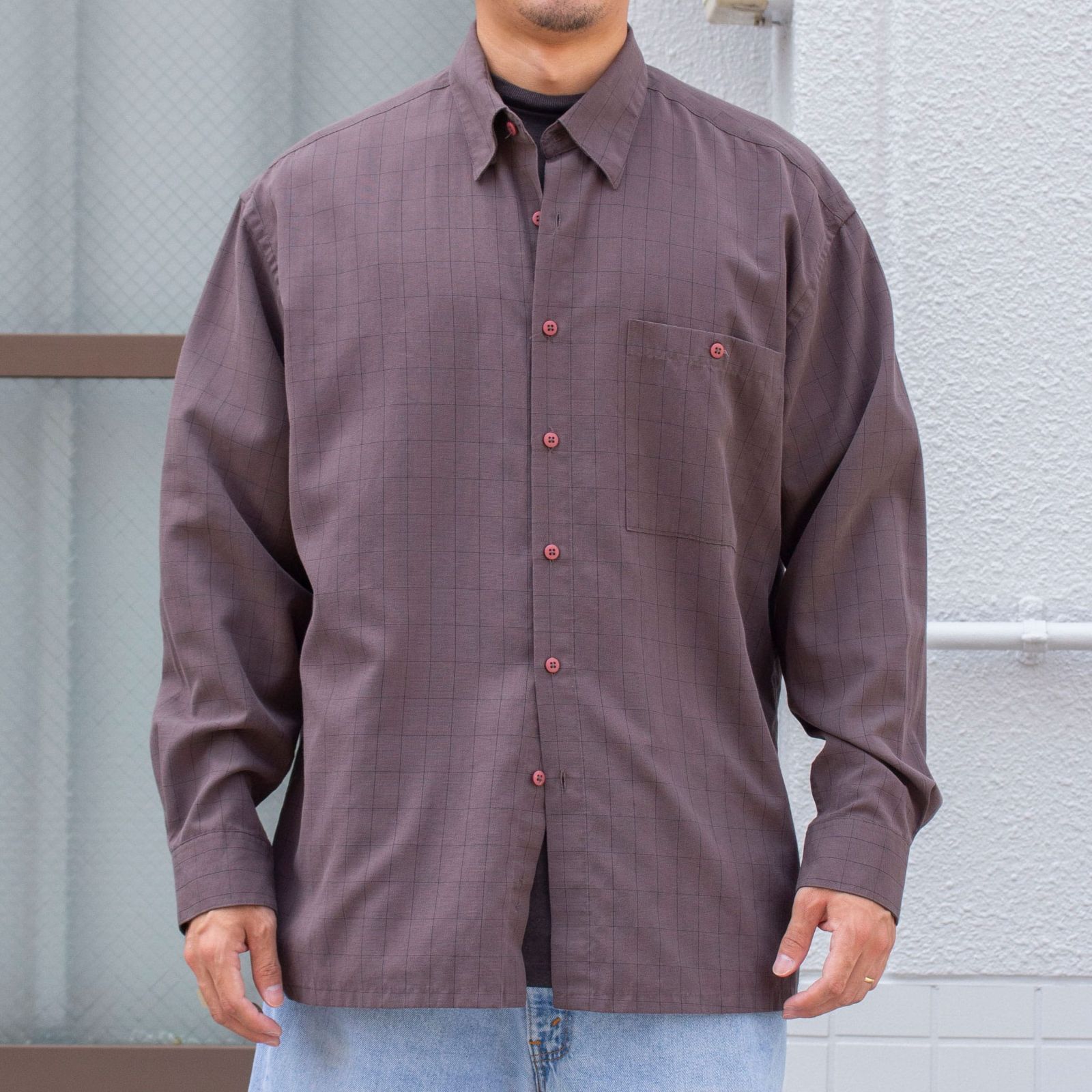 Pierre Cardin 90's Rayon Check Shirt【L】 メンズ 古着 シャツ アメリカ古着 90s 80s