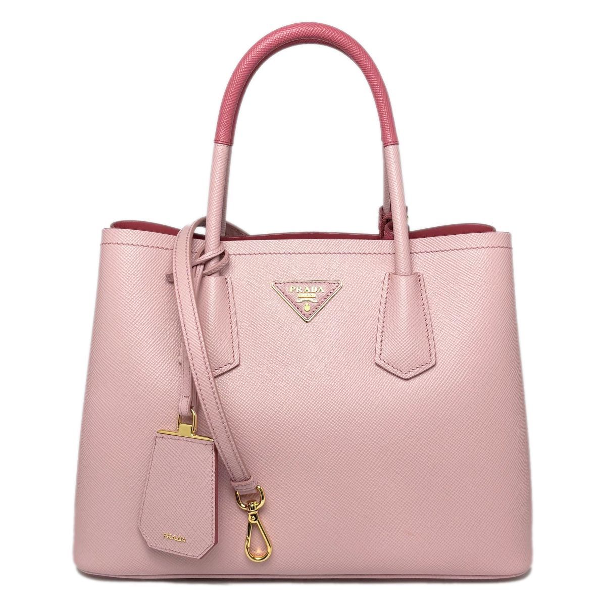 【中古】 プラダ PRADA ハンドバッグ 2WAY ダブルバッグ サフィアーノ キュイール レザー 1BG887 ピンク ゴールド レディース|詳細画像