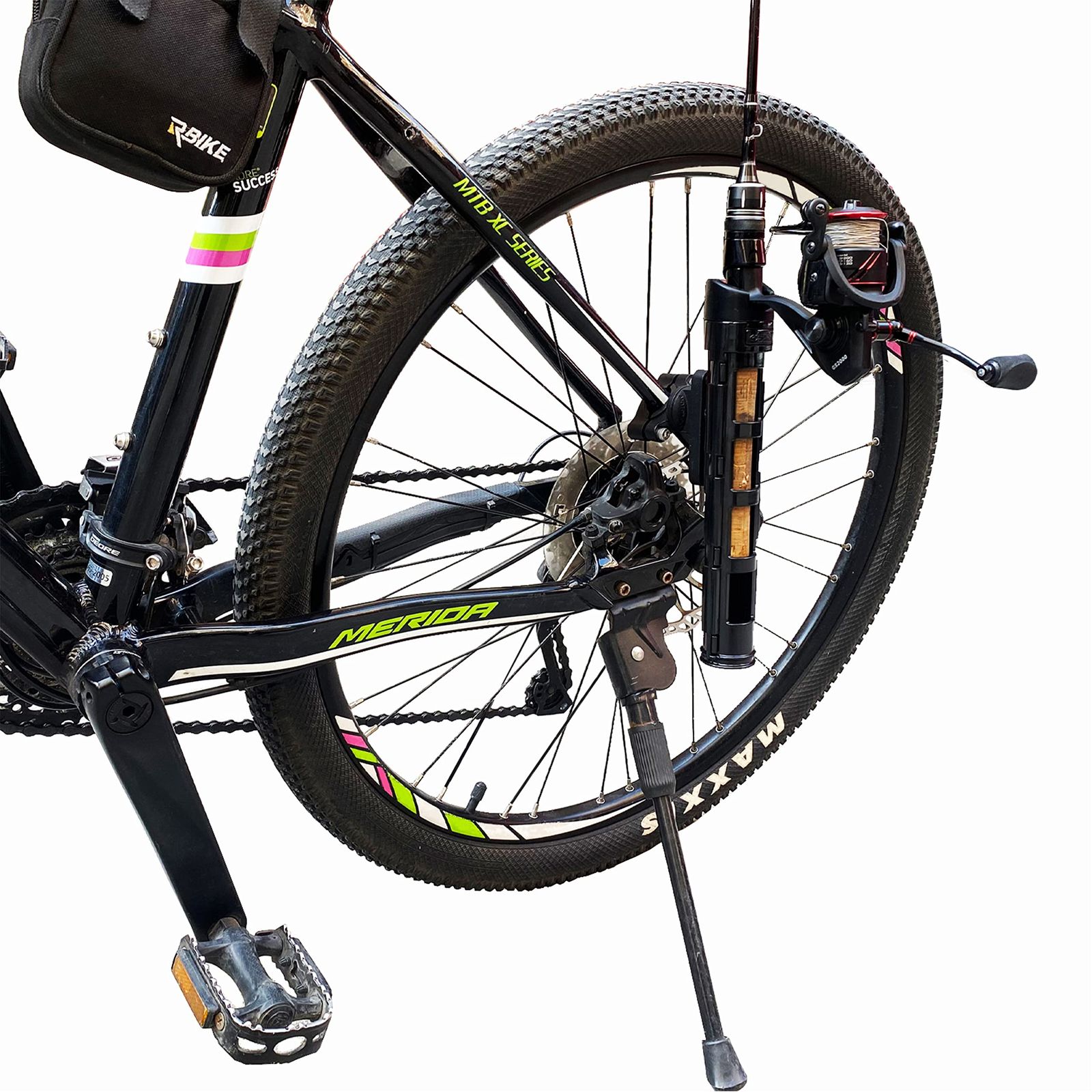 OUTDOORWEI 自転車釣り竿ホルダー - 釣り竿はバイクにしっかりと取り付けられます - 安全で安全 - 取り付けが簡単 [ブラック]