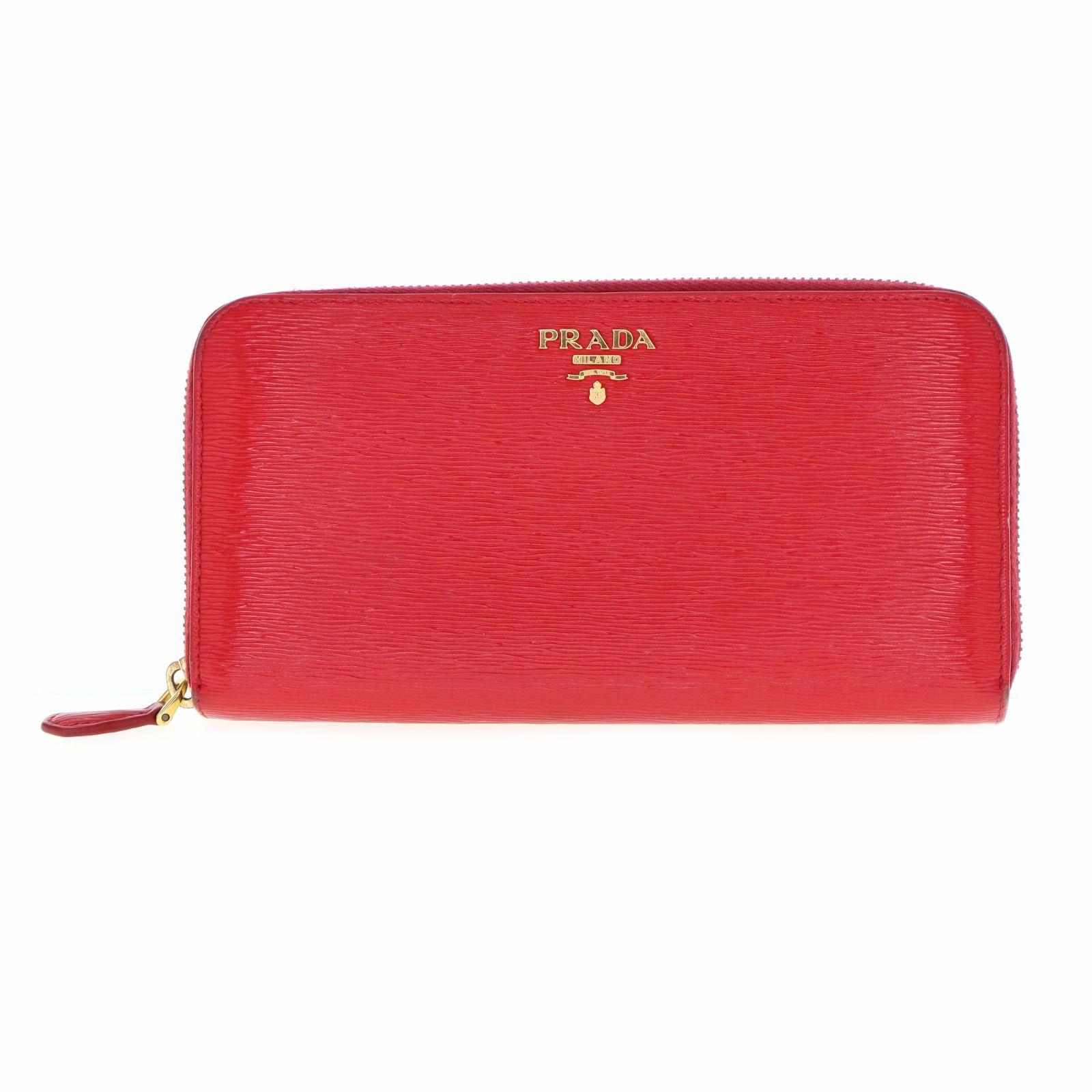 【中古】PRADA プラダ 1M0506 ラウンドファスナー長財布 レディース メンズ 財布 レッド ブランド