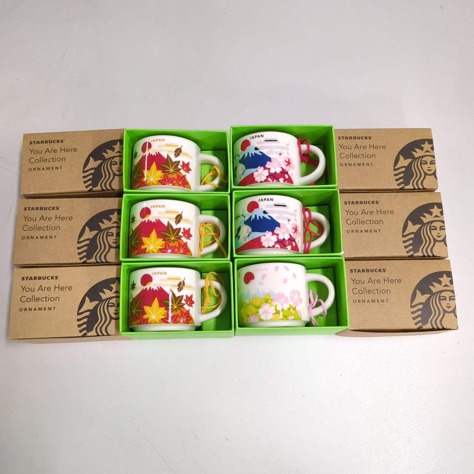 【D8726】[未使用品] スタバ スターバックス オーナメント JAPAN 春 秋 3種 ６個セット