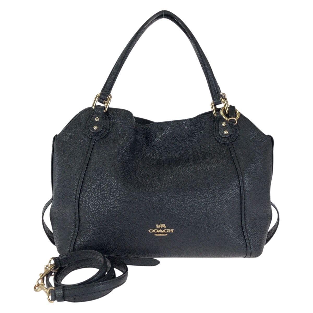 美品 COACH コーチ イーディー 2way ブラック 黒 ゴールド金具 レザー 