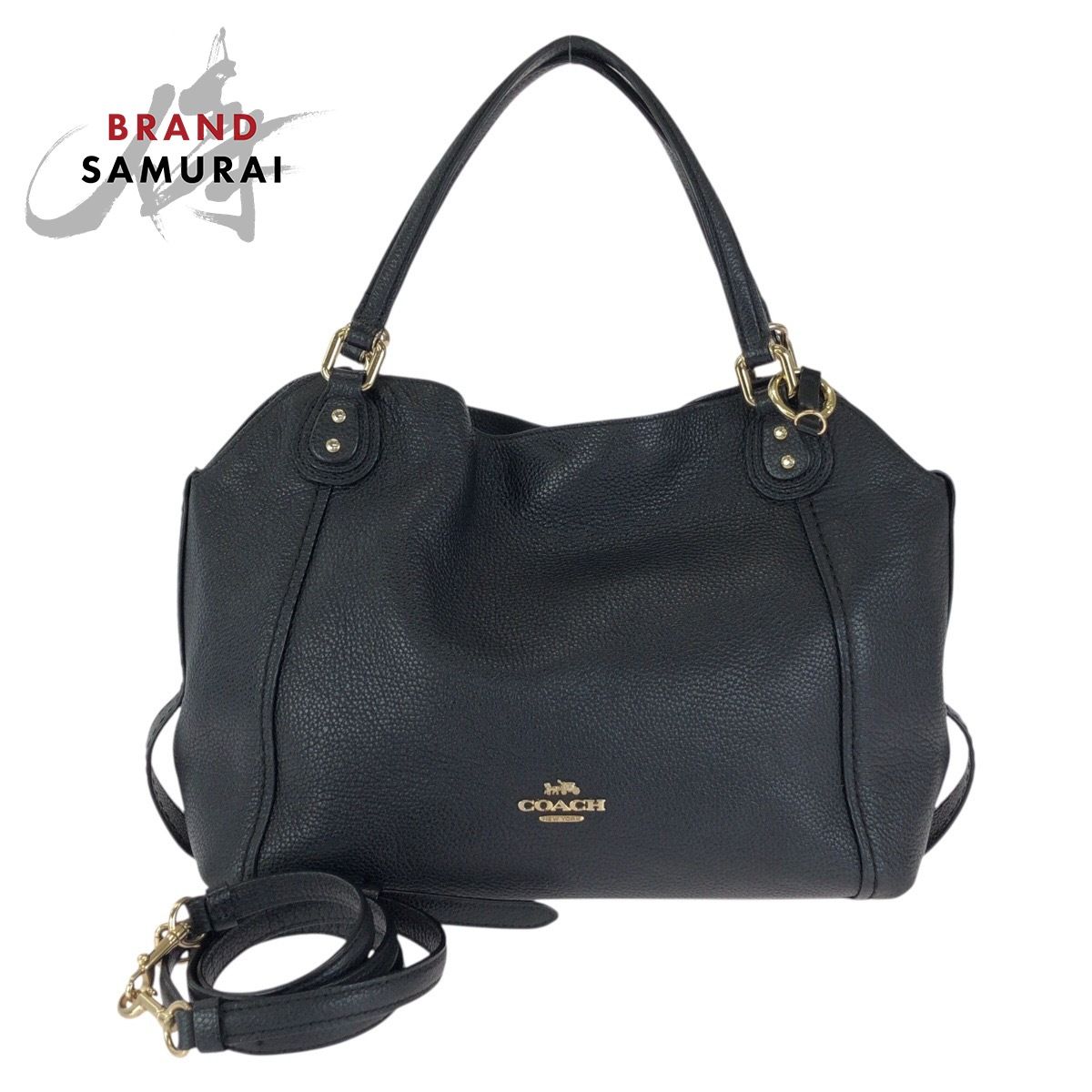 美品 COACH コーチ イーディー 2way ブラック 黒 ゴールド金具 レザー 57124 トートバッグ ショルダーバッグ レディース 602652【中古】