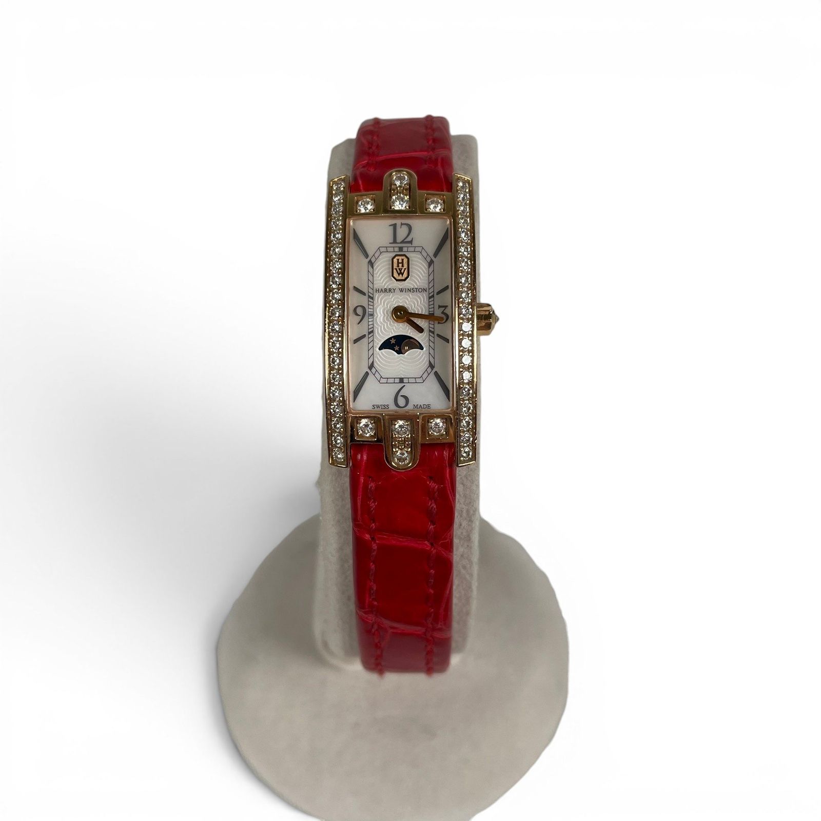 Harry Winston ハリーウィンストン 腕時計 クォーツ アヴェニューC ミニ ムーンフェイズ K18 RGE 750 094863 AVCQMP16RR001
